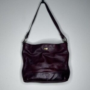 Gold Pfeil Bordeaux Wine Leather Shoulder Bag Goldpfeil Germany Vintage